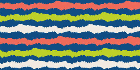 Wavy lines vector seamless border. Chunky uneven wide horizontal wavy stripe banner.