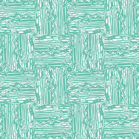 Vector fine woven texture seamless pattern background. Organic brush stroke effect cloth backdrop. Turquoise square repeat fabric, interlocking weave style. All over print for packaging, stationeryのイラスト素材