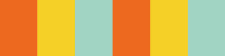 Tropical vector color block seamless stripe border. Banner of vertical alternating wide stripes in blue, yellow, orange. Fun linear horizontal geometric backdrop. Hot summer awning stripe designのイラスト素材