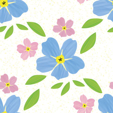 Forget-Me-Not floral seamless pattern background. Beautiful backdrop of   effect groups of pink blue mysotis flowers.  botanical design. All over print for spring conceptのイラスト素材