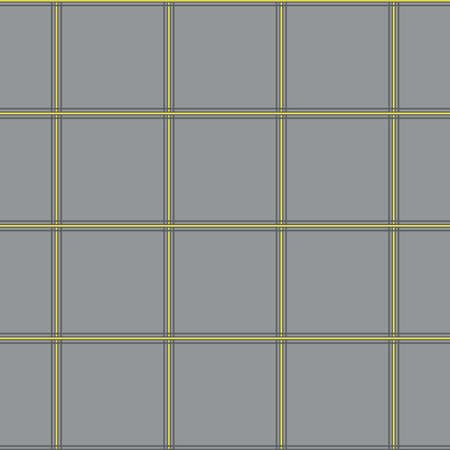 Vector plaid seamless grid pattern background.Thin pinstripe criss cross grey yellow backdrop. Intersecting tartan woven style design. Simple weave effect all over print for packagingのイラスト素材