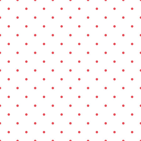 Ditsy vector polka dot seamless pattern background. Small circles bright red white backdrop. Regular geometric repeat confetti design. All over print for summer or birthday party celebration conceptのイラスト素材