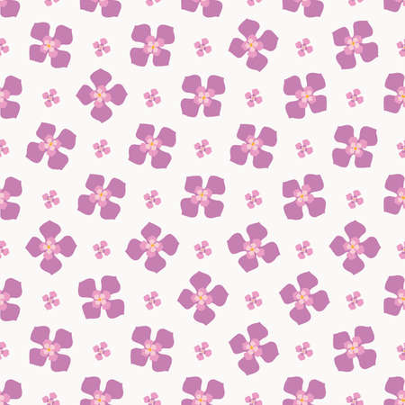 Buddleia blossom seamless vector pattern background. Known as butterfly bush. Scattered pink petals on white backdrop. Elegant garden bloom repeat. Botanical all over print for spring summer.のイラスト素材