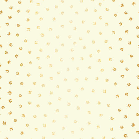 Gold foil effect elegant ditsy trio of leaves texture vector seamless pattern background. Groups of...