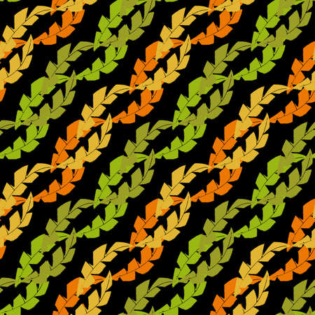 Mono print style leaves abstract striped seamless vector pattern background. Textured cut out grunge foliage in diagonal slanted rows. Painterly organic geometric backdrop. Botanical all over printの写真素材