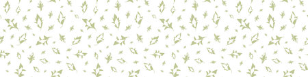 Abstract modern style leaf seamless vector border background. Textural blended leaves banner backdrop. Neutral ecru beige tossed design. Nature foliage fall repeat for autumn, winter. Scattered mix.のイラスト素材