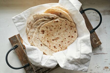 homemade pita breadの写真素材