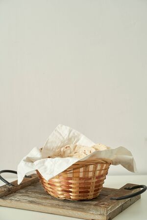 basket with homemade tortillasの写真素材