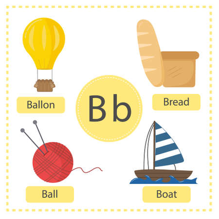 Alphabet cards. Learning English for children. Letter, word and picture. Colorful vector illustration.のイラスト素材