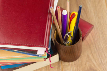 book Notepad pencils and glassesの写真素材