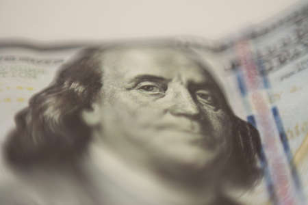 Banknote, cash, dollar very close up in soft focusの写真素材