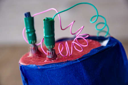 Close-up wires, homemade bomb deviceの写真素材