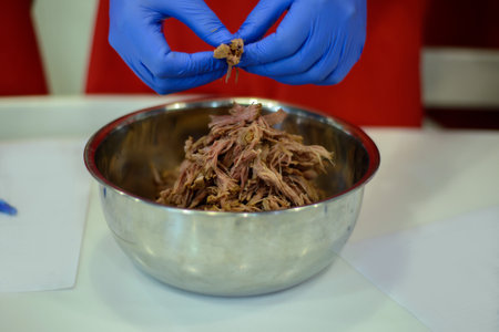 boiled meat in small pieces in a plate