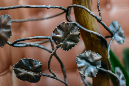 Forged iron trellis decoration for interiorの写真素材