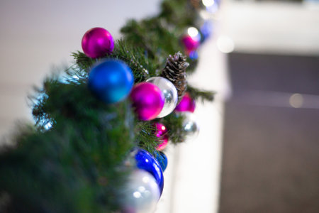 various Christmas decorations on the tree, decorationsの写真素材