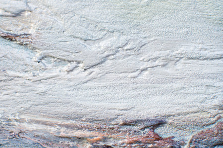 Close up of salt crystals on the surface of the salt lake.の写真素材