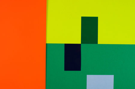colorful paper background. minimal geometric pattern. Flat lay, top view.の写真素材