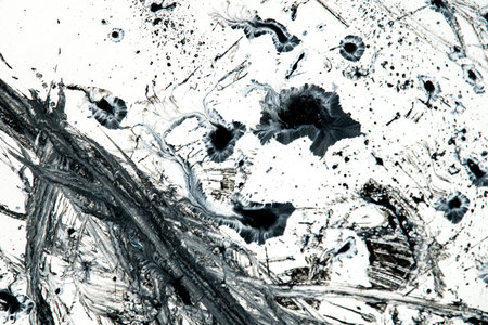 background, texture of brush strokes and splashes of paint, design elementsの写真素材