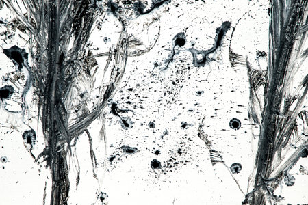 background, texture of brush strokes and splashes of paint, design elementsの写真素材