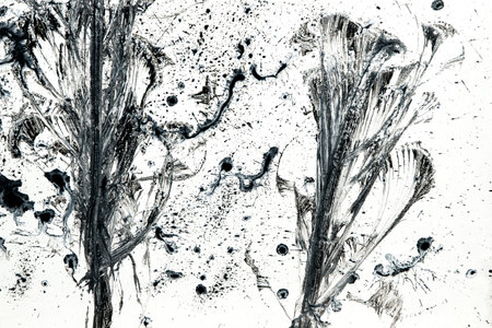 background, texture of brush strokes and splashes of paint, design elementsの写真素材