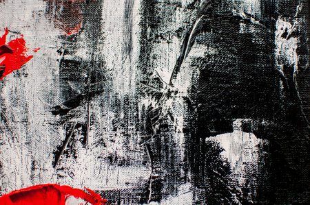 artistic black background with white and red paint blots