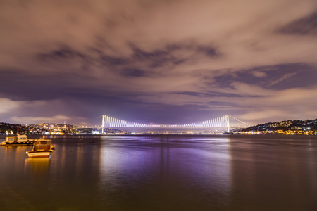 Istanbul Bosphorus Bridge and City Night Sceneの写真素材