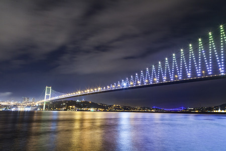Istanbul Bosphorus Bridge and City Night Sceneの写真素材