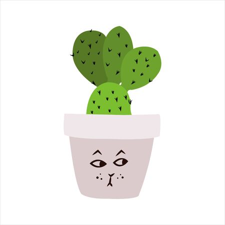 Cute cactus succulent clip art illustration botanical cartoonのイラスト素材