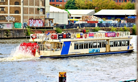 Berlin Germany. Thursday, September 26, 2019 The boat passes many popular sights of Berlin city.のeditorial素材