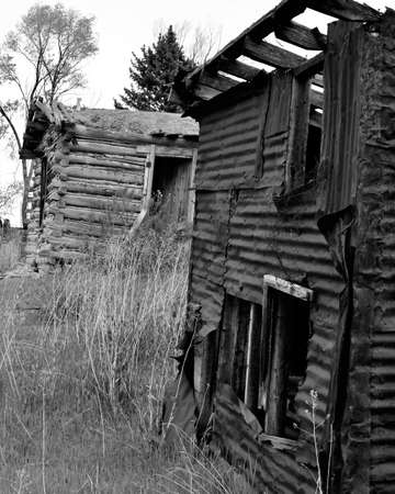 Old log cabin homestead in Jesen Utah,  cabin and coal shack