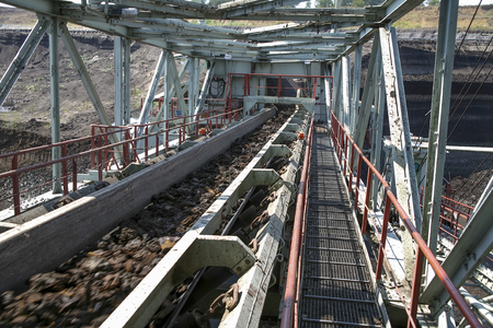 A giant excavator in a coal mineの写真素材