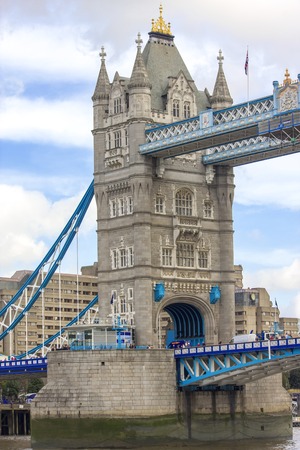Tower Bridge in London over the River Thamesの写真素材