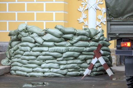 Sandbag bunker of the military baseの写真素材