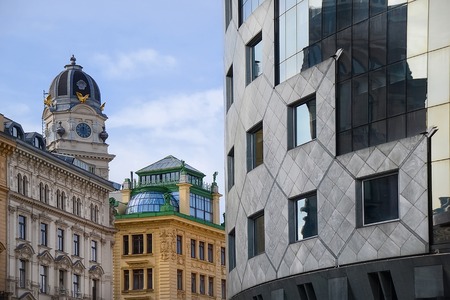 Vienna old and new buildingsの写真素材