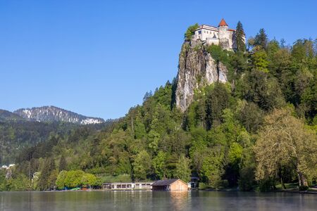 Bled, Slovenia - fortress on the hillのeditorial素材