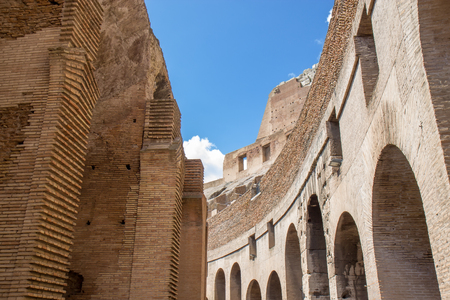 Detail from interior of the Roman Colosseum amphiteater in Rome, Italyの写真素材