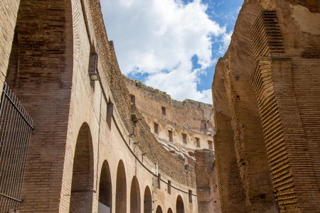 Detail from interior of the Roman Colosseum amphiteater in Rome, Italyの写真素材