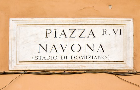 Piazza Navona street sign in Rome, Italyの写真素材