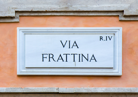 Street sign Via Frattina in Rome, Italyの写真素材