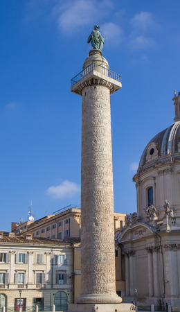 Church of the Most Holy Name of Mary and the Trajan's Column in Romeの写真素材