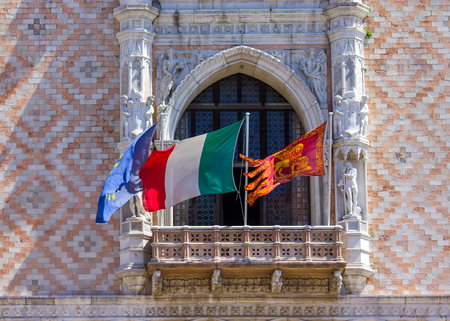 View of Doge's Palace facade in Venice, Italy,のeditorial素材