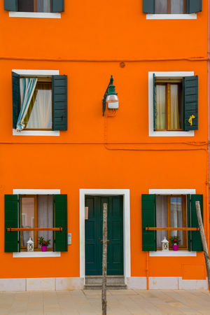 Colorful houses in Burano, an island in the Venetian Lagoonの写真素材