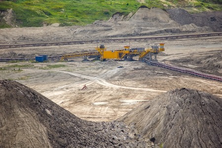 Open coal mine in Nevesinjeの写真素材