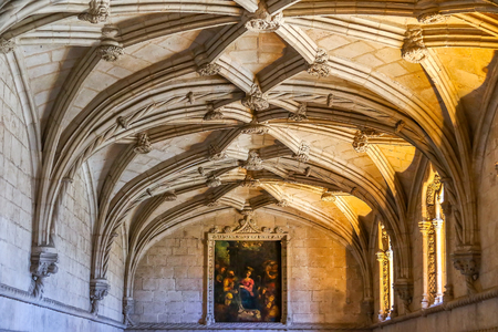 Jeronimos Monastery or Abbey in Lisbon, Portugal, aka Santa Maria de Belem monastery. Classified as UNESCO World Heritage as a masterpiece of the Manueline artのeditorial素材