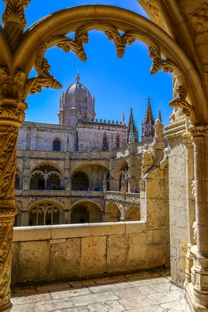 Jeronimos Monastery or Abbey in Lisbon, Portugal, aka Santa Maria de Belem monastery. Classified as UNESCO World Heritage as a masterpiece of the Manueline artのeditorial素材