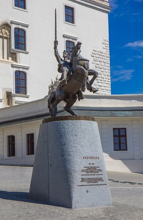 Equestrian statue of King Svatopluk I at the Honorary Courtyard, Bratislava castleのeditorial素材