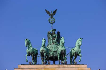 Quadriga of the Brandenburg Gate in Berlin, Germanyの写真素材