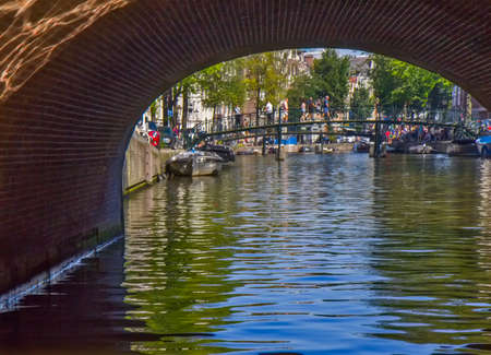 Bridge on the canal in Amsterdamのeditorial素材
