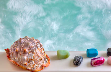 Shell decoration on the hot tubの写真素材