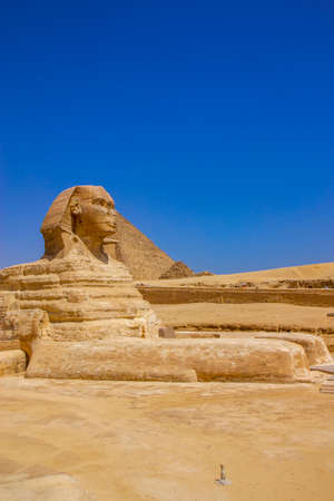 The great monument of Sphinx in Giza, Cairo, Egyptの写真素材